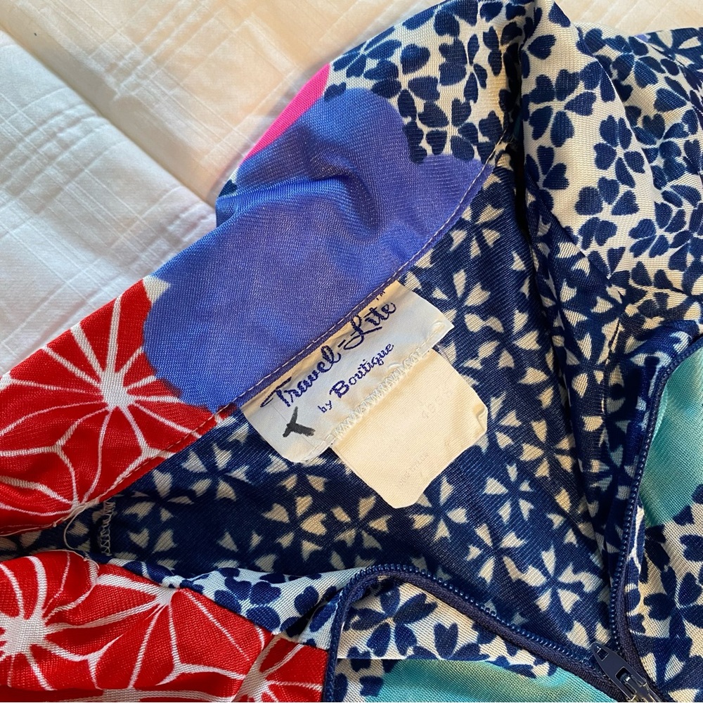 1960s "Travel-Lite by Boutique Loungewear" Psychedelic Print Hostess Gown M/L - Picture 2 of 5